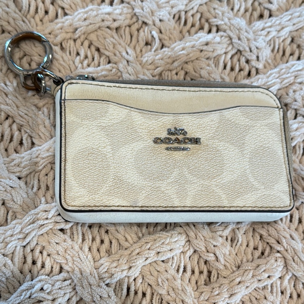 Coach Beige Keychain Wallet
